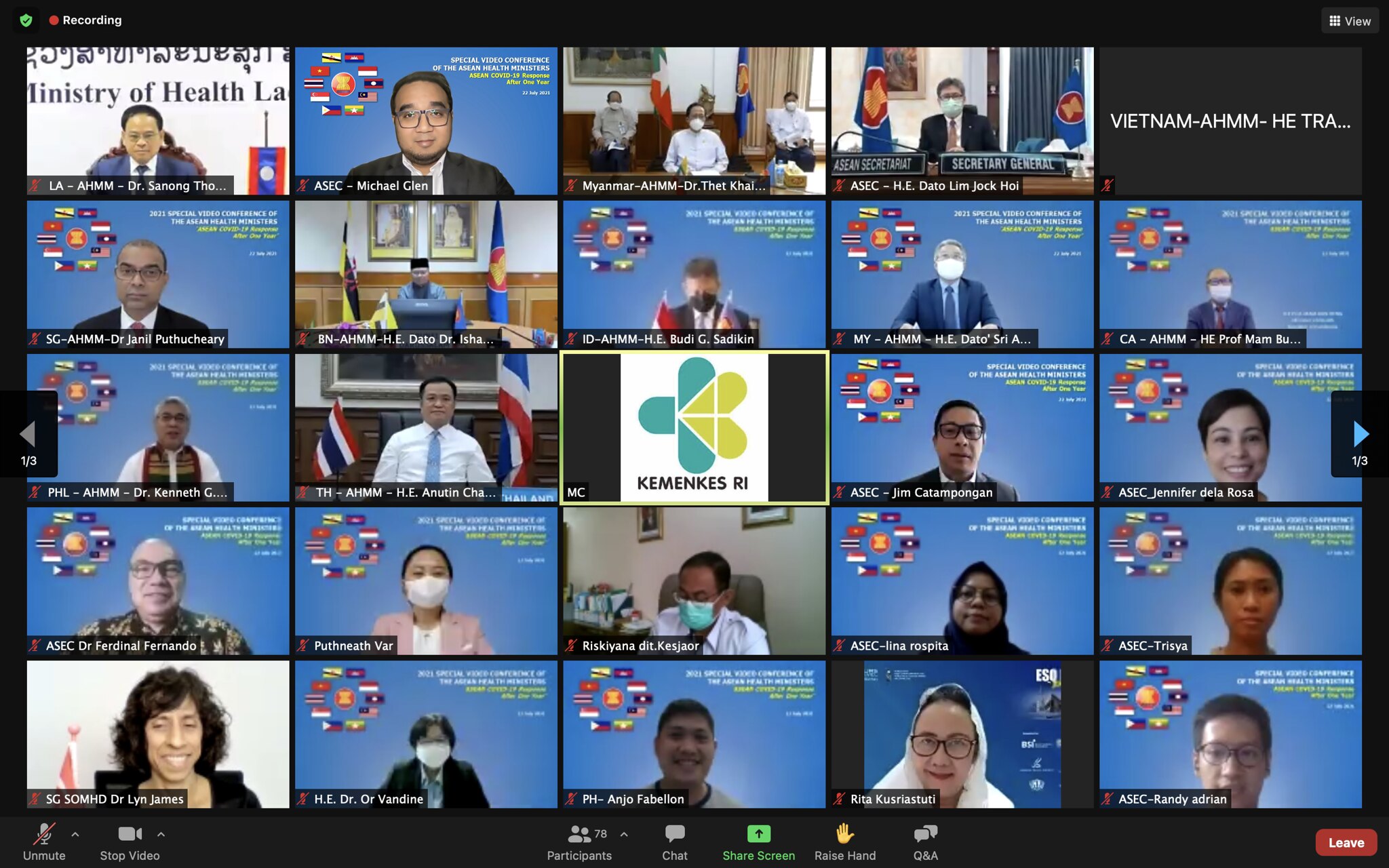 2021 Special Video Conference of the ASEAN Health Ministers