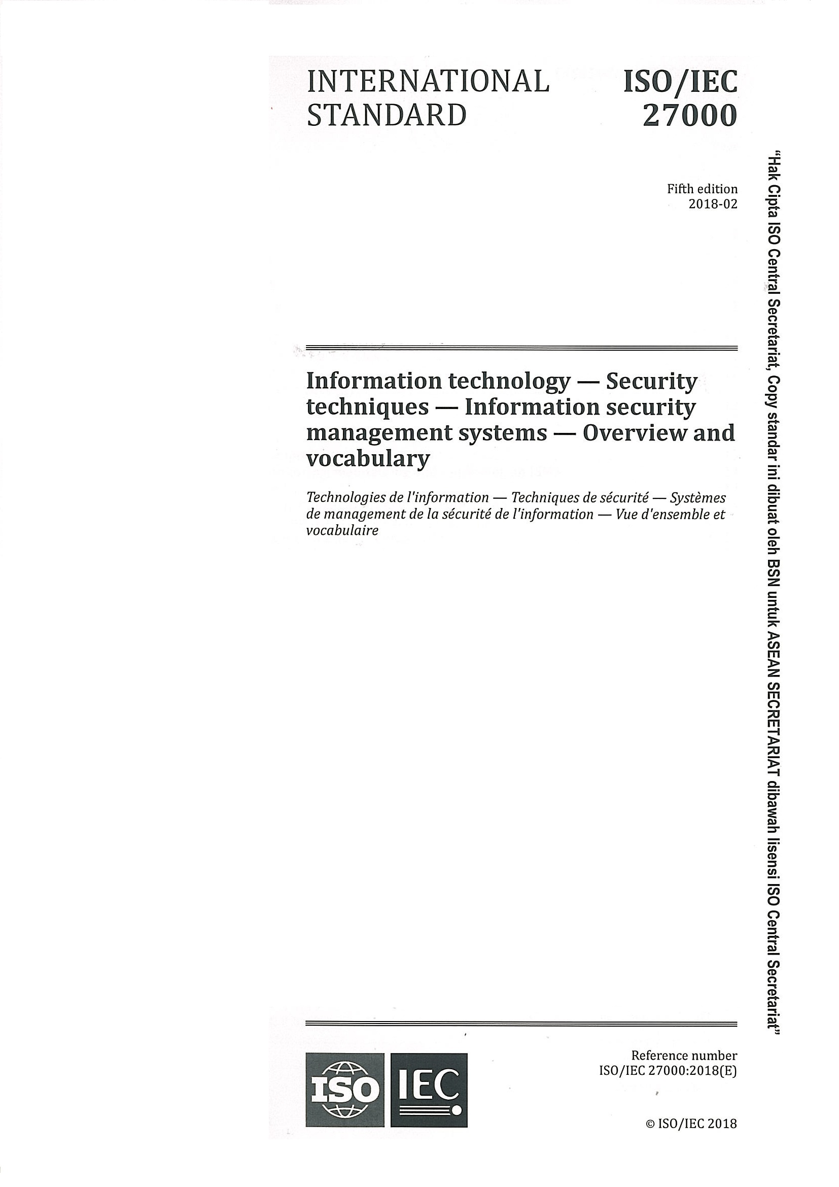 ISO/IEC 27000 Information Technology - Security Techniques ...