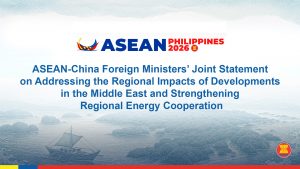 ASEAN-China Foreign Ministers’ Joint Statement on Addressing the Regional Impacts of Developments in the Middle East and Strengthening Regional Energy Cooperation