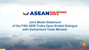 Joint Media Statement of the Fifth AEM Troika Open-Ended Dialogue with Switzerland Trade Minister